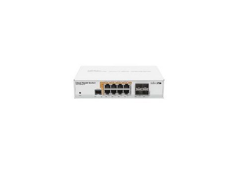 Mikrotik CRS112-8P-4S-IN  8x Gigabit Ethernet Smart Switch with PoE-out, 4x SFP cages, 400MHz CPU, 128MB RAM, desktop case, RouterOS L5