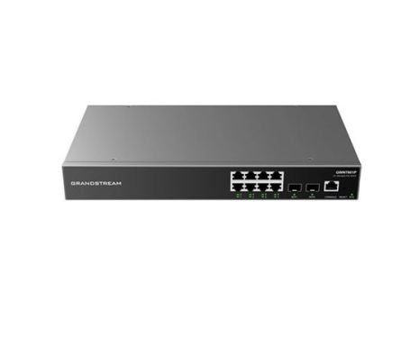 Grandstream GWN7801P Enterprise 8-Port Gigabit L2+ Managed PoE/PoE+ Switch with 2 Gigabit SFP Uplink Ports (120W Poe budget)