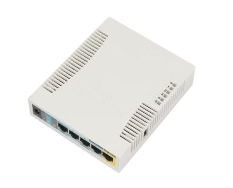 Mikrotik RB951Ui-2HnD  2.4GHz 1000mW AP with five Ethernet ports and PoE output on port 5. 802.11n, L4, case, PSU