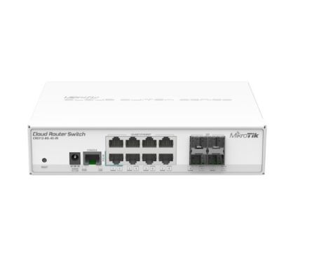 Mikrotik CRS112-8G-4S-IN  8x Gigabit Ethernet Smart Switch, 4x SFP cages, 400MHz CPU, 128MB RAM, desktop case, RouterOS L5