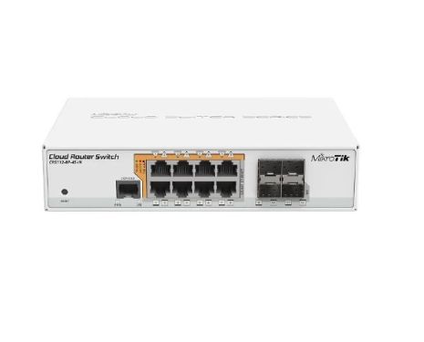 Mikrotik CRS112-8P-4S-IN  8x Gigabit Ethernet Smart Switch with PoE-out, 4x SFP cages, 400MHz CPU, 128MB RAM, desktop case, RouterOS L5