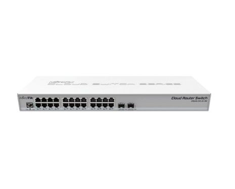 Mikrotik CRS326-24G-2S+RM  24 Gigabit port switch with 2 x SFP+ cages in 1U rackmount case, Dual boot