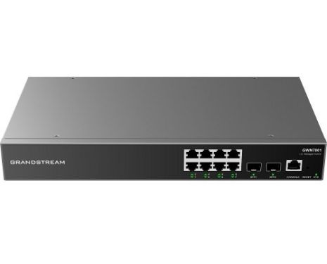 Grandstream GWN7801 Enterprise 8-Port Gigabit L2+ Managed Network Switch with 2 Gigabit SFP Uplink Ports