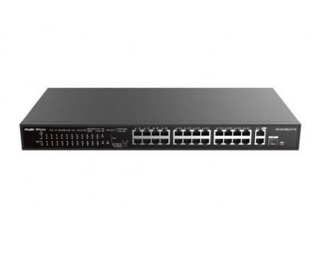 Ruijie-Reyee RG-ES126S-LP V2, 24-Port 10/100Mbps Unmanaged PoE Switch with 2 Gigabit Uplink Ports - 180W