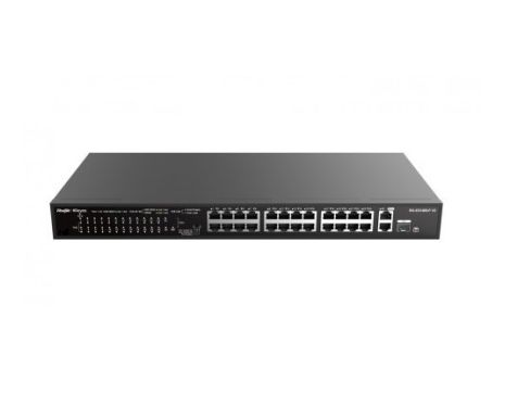 Ruijie-Reyee RG-ES126S-P V2, 24-Port 10/100Mbps Unmanaged PoE Switch with 2 Gigabit Uplink Ports - 370W