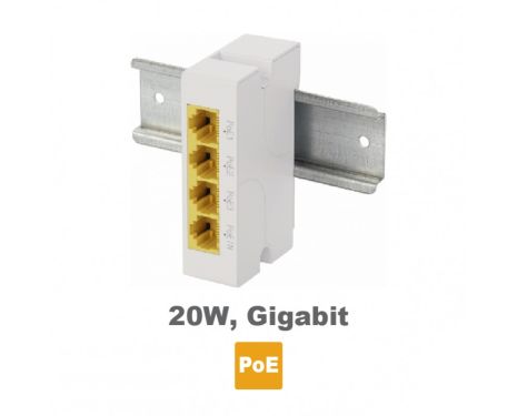 PULSAR EXT-POEG3DIN Gigabit Ethernet PoE Repeater, 1 εισόδου Ethernet PoE 10/100/1000 και 3 εξόδων PoE 10/100/100