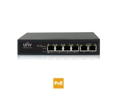 UNIVIEW NSW2010-6T-POE-IN Layer 2 unmanaged 6 port Switch, 4 x 100 PoE+ 30W