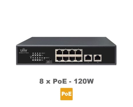 UNIVIEW NSW2010-10T-POE-IN Layer 2 unmanaged 10 port Switch, 8 x 100 PoE+ 30W (συνολικά και στις 8 πόρτες 120W max)