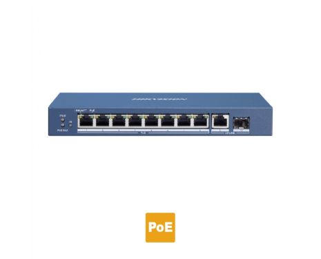 HIKVISION DS-3E0510P-E/M  Layer 2 unmanaged 10 port Gigabit Switch, 8 x 1000 PoE+ 30W