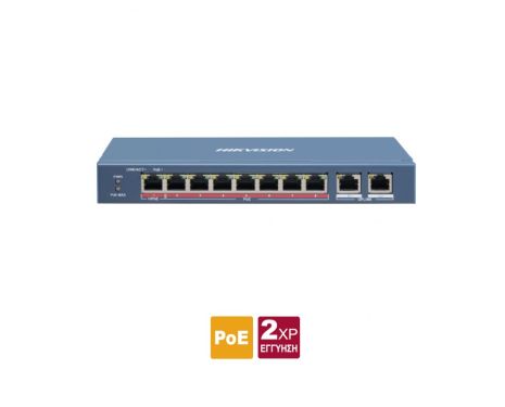 HIKVISION DS-3E0310HP-E Layer 2 unmanaged 10 port Switch, 1 x 100 HiPoE 60W + 7 x 100 PoE 30W