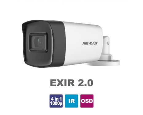 DS-2CE17D0T-IT3F2.8C Bullet 4in1 1080p EXIR, έξοδο HDTVI/CVI/AHD/CVBS, εξωτερικού χώρου,φακό 2.8 mm