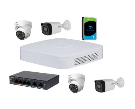 EC1024 DH Full pack IP  Dahua Ολοκληρωμένο πακέτο CCTV με 4 IP κάμερες 